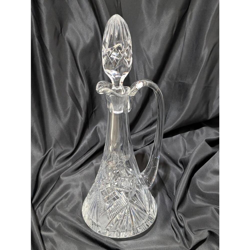 Cut Lead Crystal Glass Decanter with Stopper Excellent Condition 16.5" Tall - Picture 9 of 9